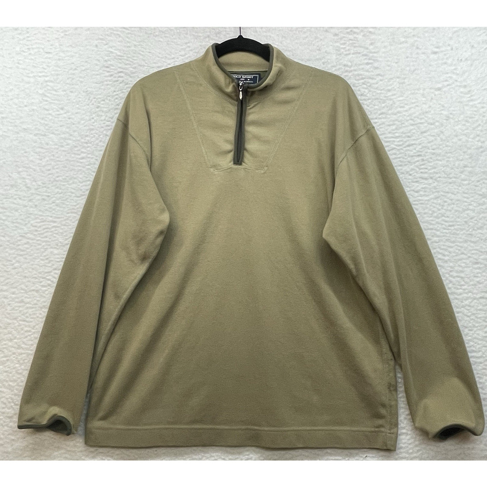 Vintage Ralph Lauren Polo Sport Sweater Mens Medium Beige 1/4 Zip Pullover Golf